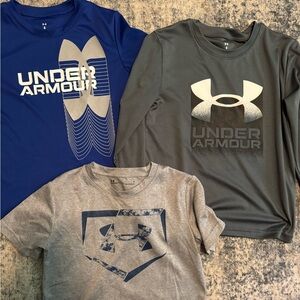 Under Armour Kids' Blue, Gray, and Dark Gray Long Sleeve Tees